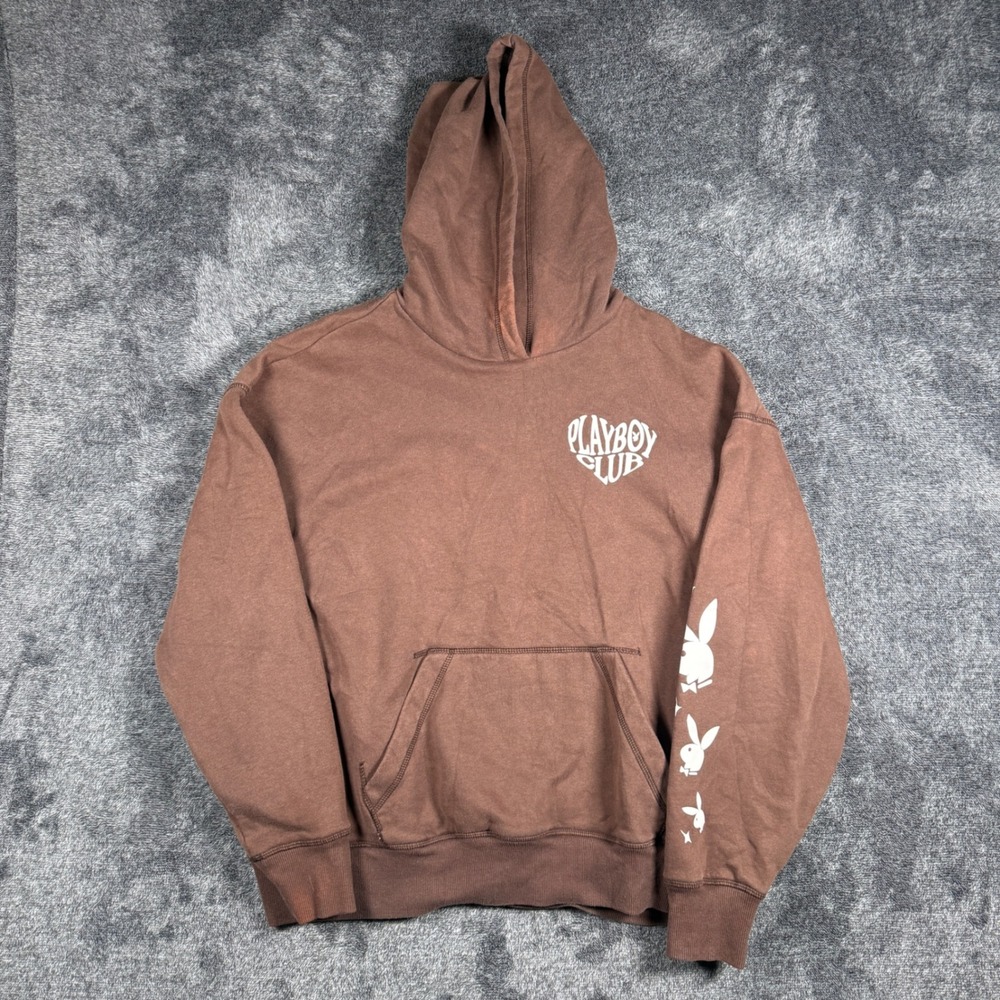 Playboy by PacSun Brown Playboy Club Heart Graphic Hoodie Mens Medium